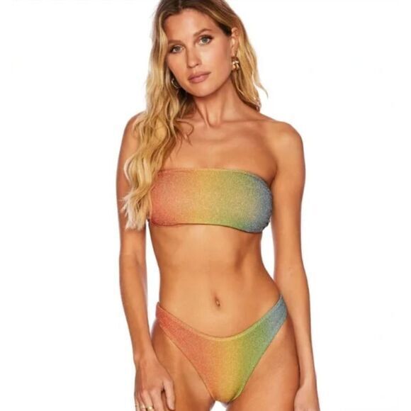 NEW‎ Beach Riot Free People desert ombre shine Bikini Swim Bottoms, size M - Picture 13 of 16